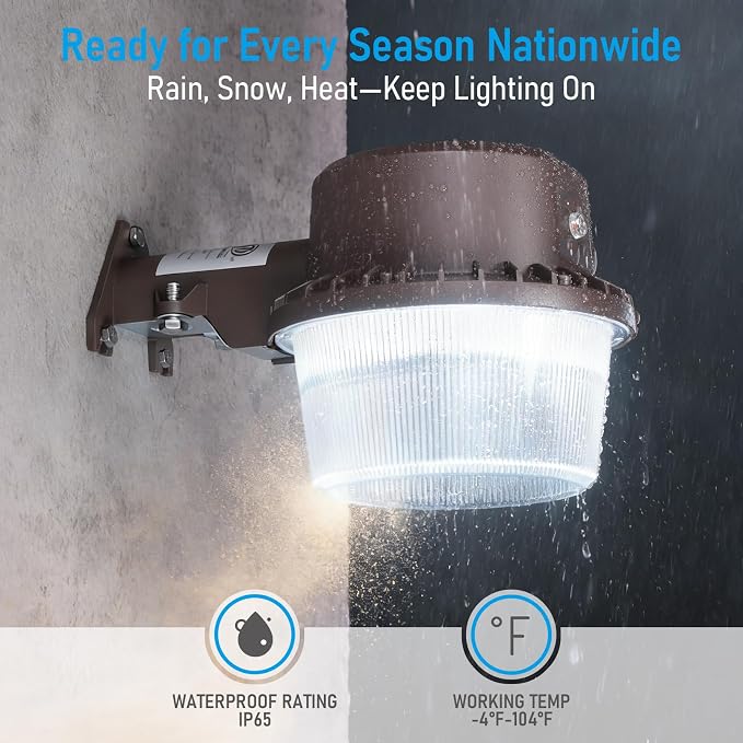 TORCHSTAR LED Barn Light Dusk to Dawn Area Lights Aluminum 5000K Bronze | Outdoor Security Flood Lighting with Photocell, ETL & FCC Listed, IP65 Waterproof, 110-277V, Garage, Yard