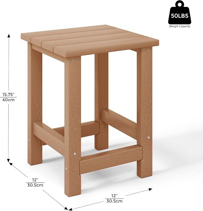 Costaelm Kids Outdoor End Table, Small Patio Table, Outdoor Side Table Porch Table Adirondack Patio Side Table for Outside, Pool, Porch, Garden, Teak