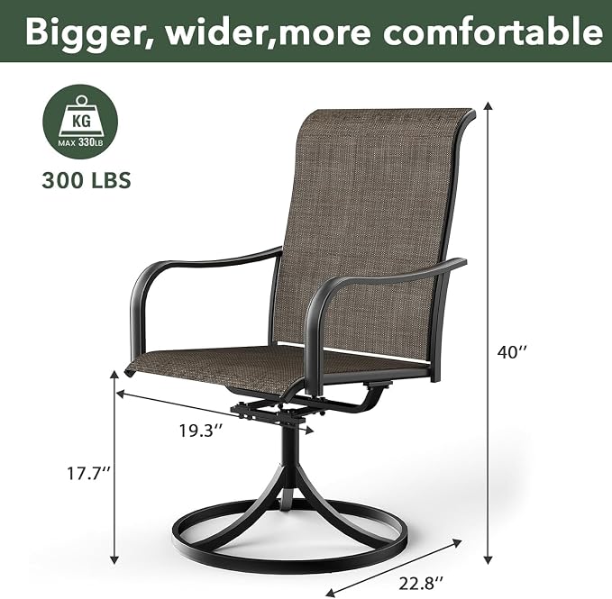 Outdoor Table and Chairs Set of 6,Combination of 63"x 38"x 28" Metal Patio Table and Swivel Chairs,All-Weather Patio Furniture Set for Backyard Garden Lawn Poolside