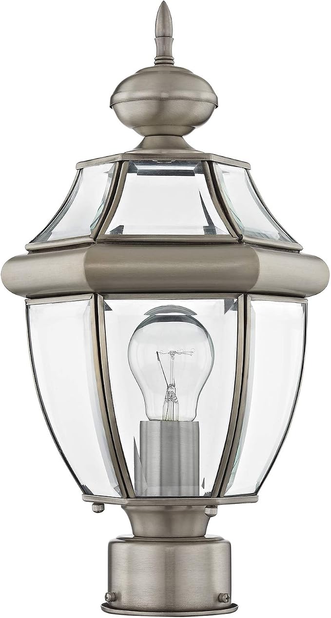 Livex Lighting 2153-91 Post Light Fixture, Brushed Nickel