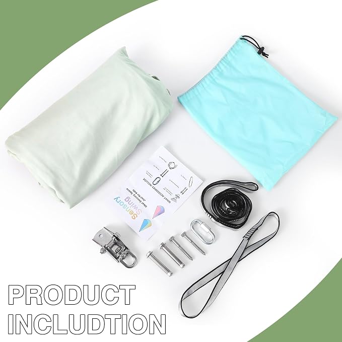 Sensory Swing, Indoor Outdoor Cuddle Hammock for Kids and Adults, with Heavy Duty Hardware, 360° Swivel, Calming Swing for Autism, ADHD and Sensory Integration