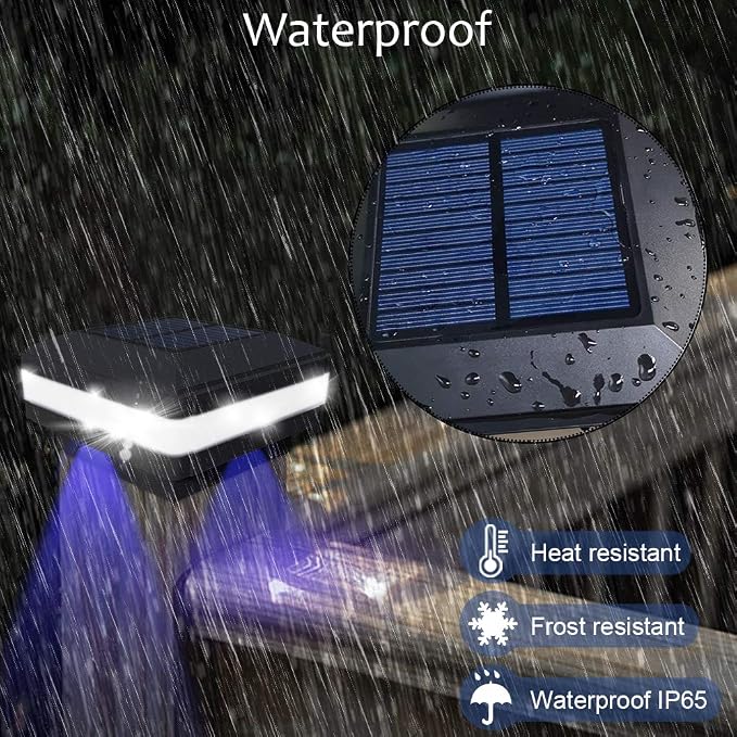Solar Post Cap Lights Outdoor, 52 LEDs 160LM 6000K Cool White, 4 Pack Black | IP65 Waterproof Fence Post Lights, Compatible with 4x4 5x5 Wooden Posts, Fit for Patio Garden Yard Porch