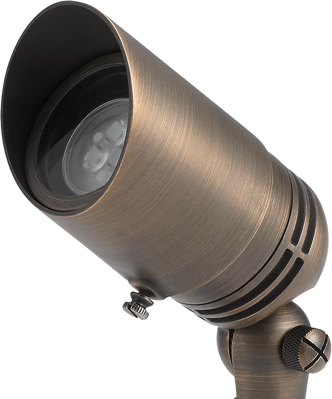 Kichler 12V MR-16 Adjustable Cowl Brass Accent Light in Centennial Brass, Directional Landscape Light Fixture, 15485CBR, (2.5" W x 2.5" H x 6" L)