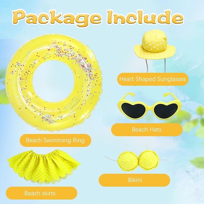 Porch Goose Summer Outfit,Hsummer Porch Goose Outfit,Porch Goose Bikini,Summer Garden Lawn Patio Yard Outdoor Decor (Yellow)