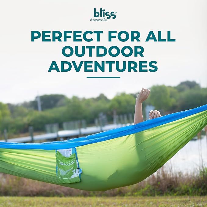 Bliss Hammocks BH-406ST-MM Hammock in a Bag w/ Carabiners + Tree Straps, 52-in. Wide, Weather Resistant, 300 Lb. Capacity (Mermaid)