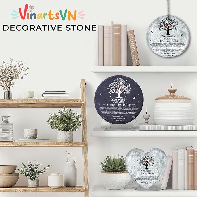 Personalized Memorial Garden Stone with Acrylic Stand, Weatherproof Grave Markers for Cemetery, Bereavement Gift for Loss of Loved One Outside, Grief Heaven Condolence Tree of Life Plaque