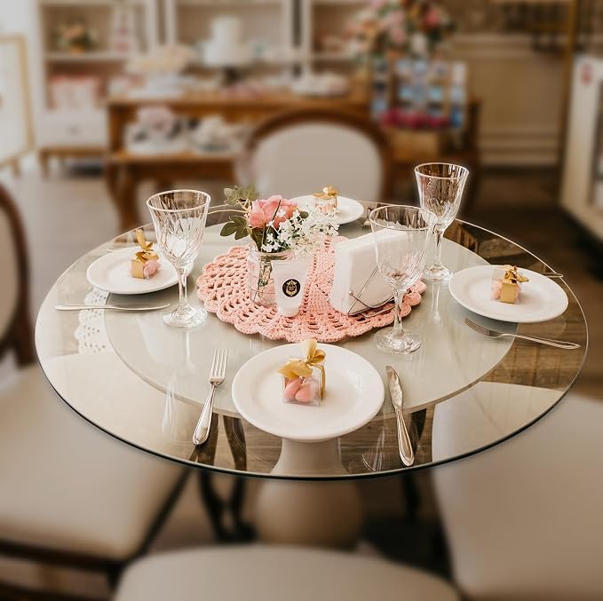 Glass Table Top: 48 inch Round 1/4 inch Thick Flat Polished Tempered