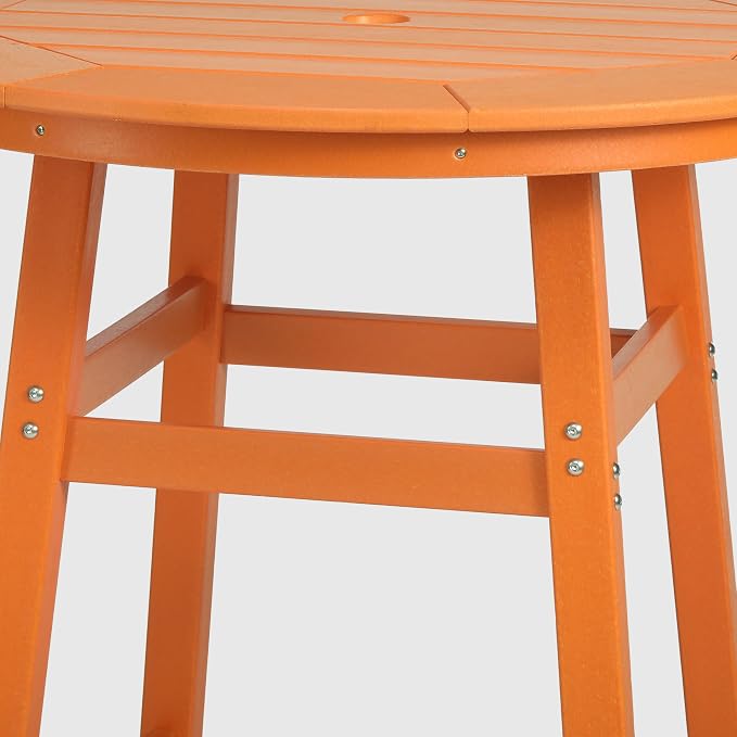 WestinTrends Malibu Outdoor 35" HDPE Round Patio Bar Height Table, Orange