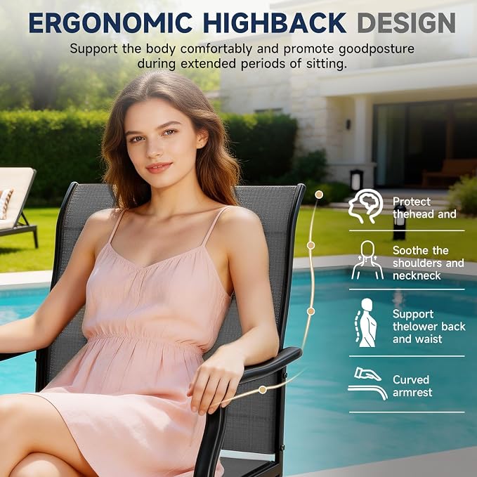 LEVELEVE 2-Piece Swivel Dining Chairs, Outdoor Patio Bistro Chairs for Lawn, Garden, Deck, Backyard & Porch (Matching Series for 5-Piece Set)