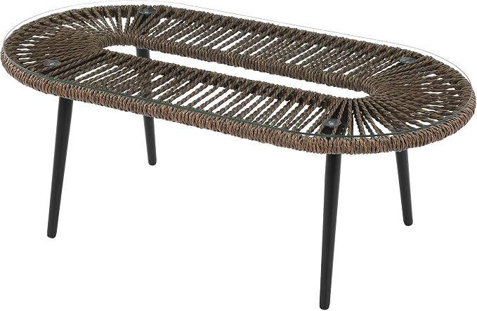 LITTLE TREE Wicker Patio Furniture Set with Coffee Table, 4 Piece Patio Sectional Furniture Set with Removable Cushions, Outdoor Conversation Set for Backyard, Garden, Porch, Balcony, Easy Assembly