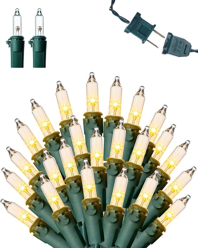 Clear Christmas Lights Warm White, 100 LED 26FT, LED Bulbs, 30000+hrs Long Lifespan, UL Approved, Waterproof Mini String Lights for Outdoor Indoor Christmas Tree Garland Patio Yard Holiday
