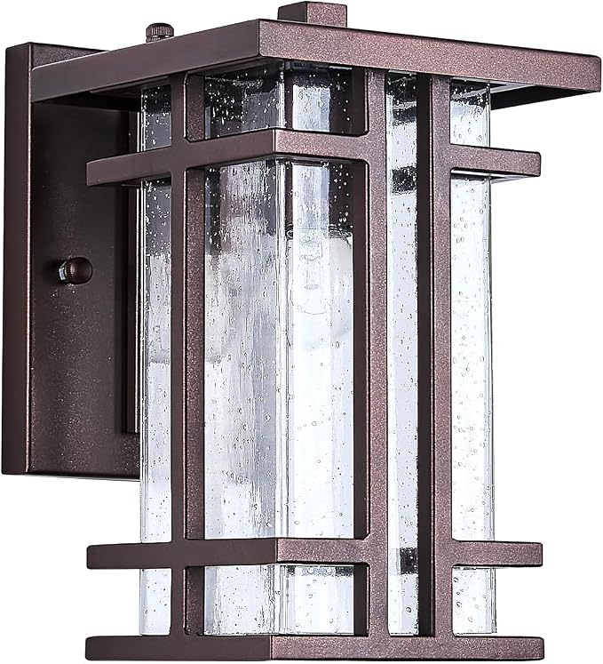 Retro Outdoor Wall Light Oil Rubbed Bronze Outside Wall Lamp with Seeded Glass Shade 10"H Exterior Light Fixtures Wall Mount IP65 Waterproof Outdoor Porch House Lighting Exterior Wall Sconces E26