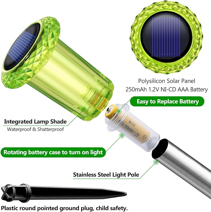 DenicMic Halloween Solar Lights Outdoor Waterproof 10 Pack Halloween Decor | Stake Lights for Yard Pathway Garden Walkway Driveway Patio Lawn, Auto On/Off Green LED Halloween Decorations Outdoor