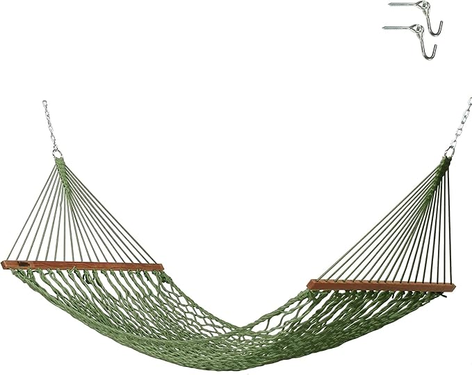 Hatteras Hammocks Small Meadow DuraCord Rope Hammock – 11 ft. x 45 in., 450 lb Capacity, Cumaru Spreader Bar, Zinc-Plated Hardware, Handcrafted in The USA