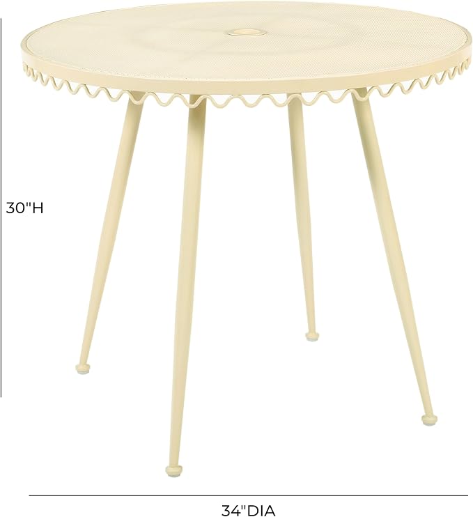 First of a Kind Wrought Outdoor Dining Table in Cream Iron