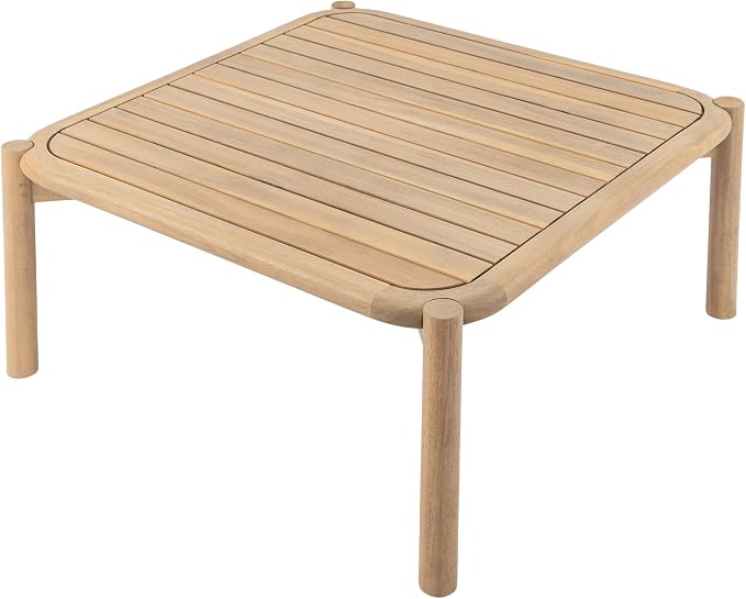 Christopher Knight Home Aladi Outdoor Coffee Table for Patio Furniture Set, Acacia Wood Side Table with Slats Panel Support Tabletop, Square Patio Table for Poolside Balcony Garden, Light Teak