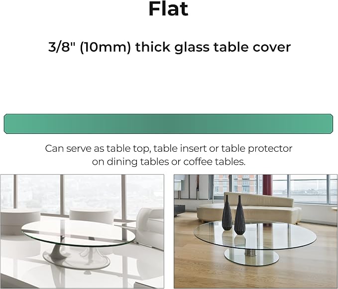 Clear Round Glass Table Top 3/8" Thick - Tempered Glass Table Top 36” - Replacement glass with Flat Polish Edge for Coffee Table, End Tables, and Dining Tables by Fab Glass and Mirror