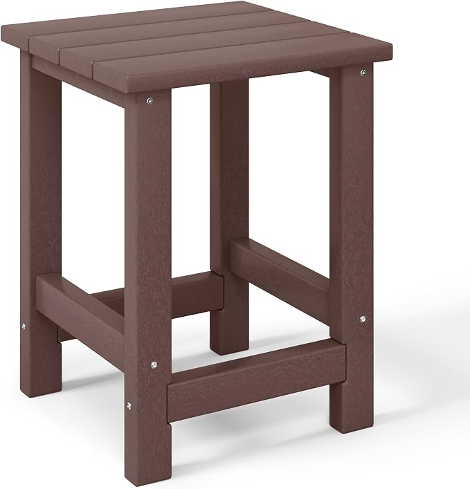 WestinTrends Malibu Kids Outdoor Patio Furniture HDPE Adirondack Square Side Table, Dark Brown