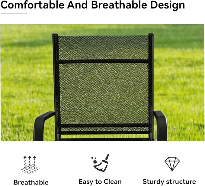 9 Pieces Outdoor Dining Table 76"x36"+ 8 Patio Dining Chair Set, Rectangle Patio Dining Table and Chairs with Stable Metal Frame for Garden, Backyard, Umbrella Hole Design, Suitable for 8 People