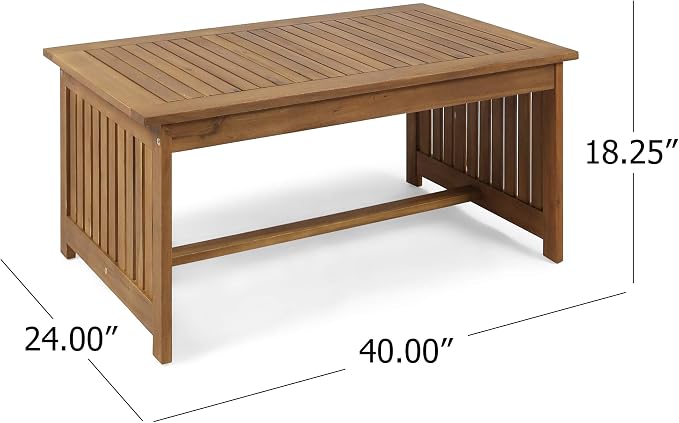 Christopher Knight Home Grace Outdoor Acacia Wood Coffee Table, Brown Patina Finish