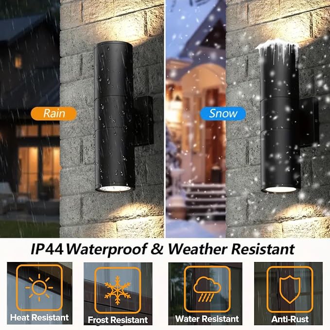 2Pack 14inch LED Square Up & Down Wall Lights,14W Outdoor Wall Light 4000K Day White Aluminum Body Waterproof IP65 LED Exterior Light Fixtures Wall Mount for House Patio Garage Garden.
