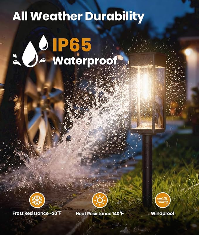 ALFIOT Solar Pathway Lights Outdoor, 2 Pack Bright Solar Lights Outdoor, IP65 Waterproof Solar Garden Lights Solar Powered Landscape Lighting for Yard Patio Walkway Driveway Pathway (Warm White)