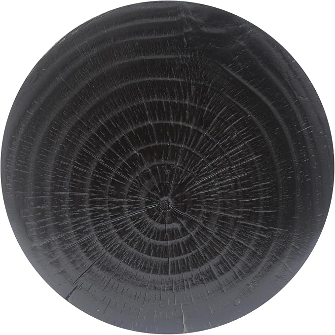 Faux Concrete Side Table Outdoor Faux Stone End Table, Round Outdoor Accent Tables, Garden Stool Plant Stand for Porch, Backyard Black Wood-Like Texture,