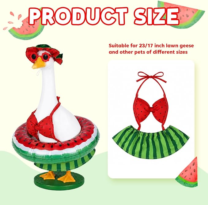 Summer Bikini Goose Outfits Hawaiian Porch Goose Outfits Fit 23inch Cemment Goose Statue Bikini Goose Clothes for Outdoor Garden Yard Decor