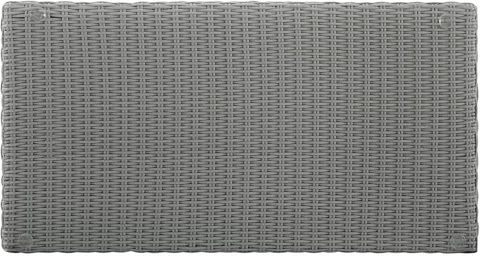 HomeStock Gothic Glamour Outdoor Wicker Coffee Table Gray, Tempered Glass Table Top, Adjustable Levelers on Legs, 17.75" H x 40" L x 21" D