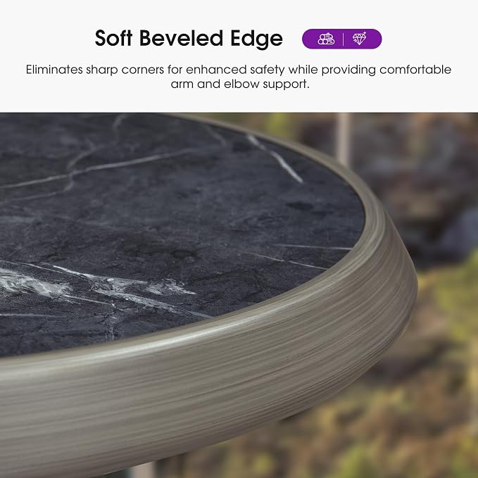 PURPLE LEAF Outdoor Round Bar Table Patio Height Pub Bistro Table Kitchen Bar for Balcony Grey