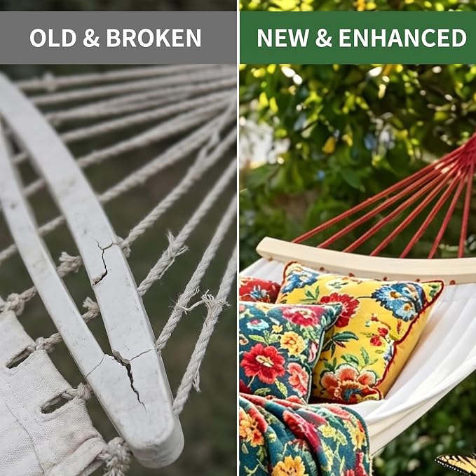 2 PCS Detachable Hammock Spreader Bar, Wooden Hammock Spreader Bars — Durable Replacement Accessories for Patio, Backyard, Camping, Garden
