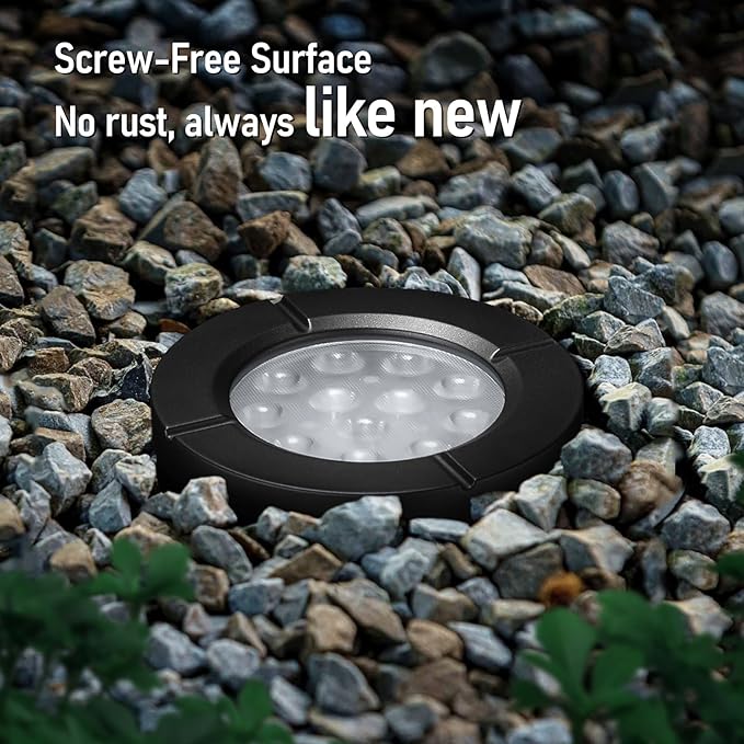 LEONLITE 6-Pack Dia. 4 Inch 5CCT Well Lights Flat Top Black | 12-24V AC/DC, CRI90, 1800K/2700K/3500K/4000K/5000K, Landscape LED In Ground Outdoor, Low Voltage Garden Landscaping, Aluminum