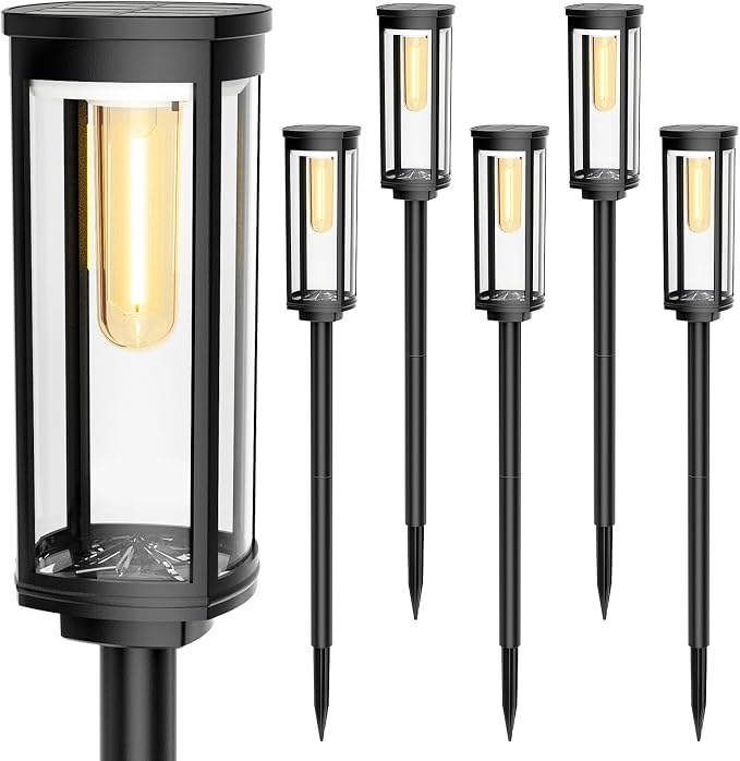COXSENI Solar Pathway Lights Outdoor Waterproof Warm White, 6 Pack | Bright LED, 3000K, IP65, Solar Powered Landscape Lights for Path, Driveway, Lawn, Patio, Sidewalk, Yard, Walkway