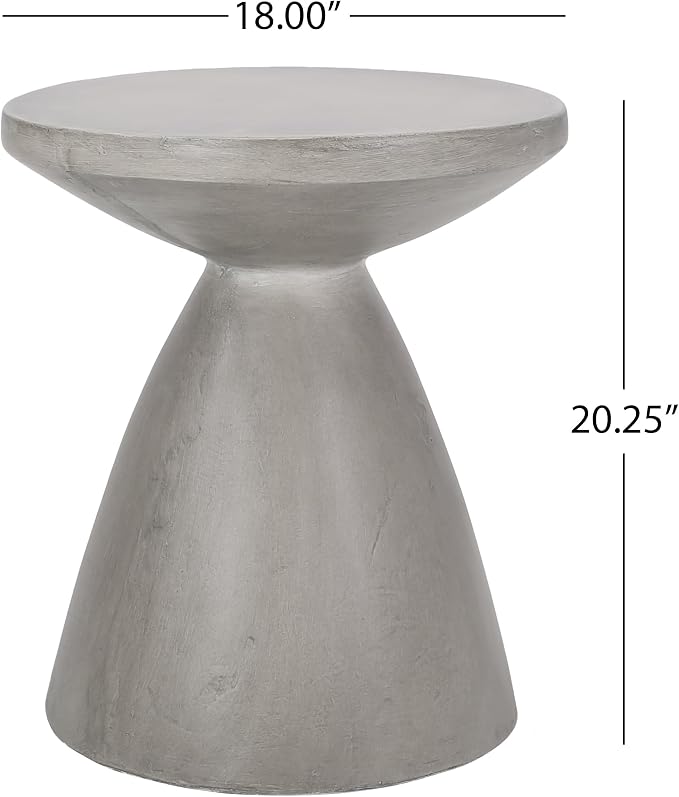 Outdoor Concrete Side Table, Light Grey