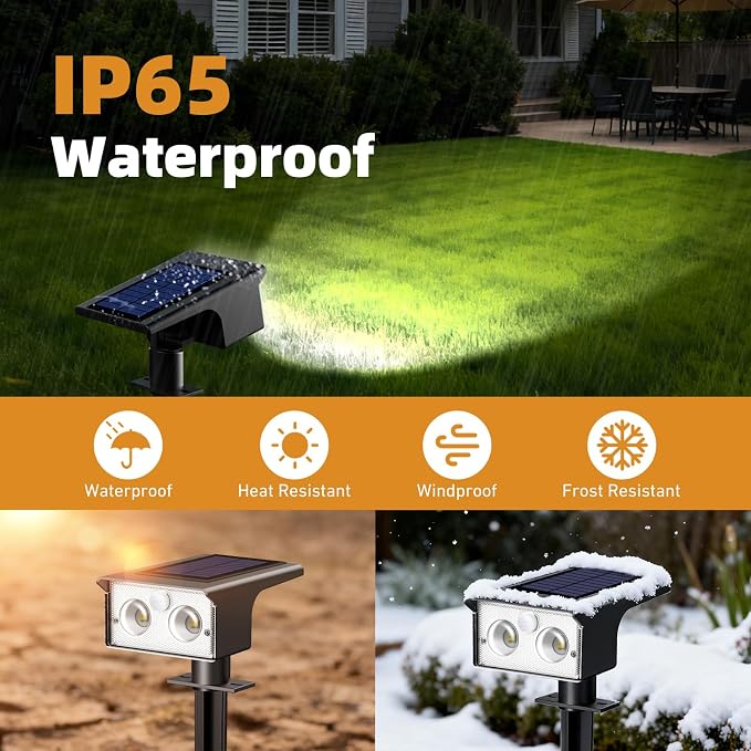 btfarm12 Pack Solar Lights Outdoor Waterproof, Motion Sensor Outdoor Lights | 3 Modes Solar Powered Yard Garden Solar Spot Lights for Outside Pathway Landscape Lighting, Cool White