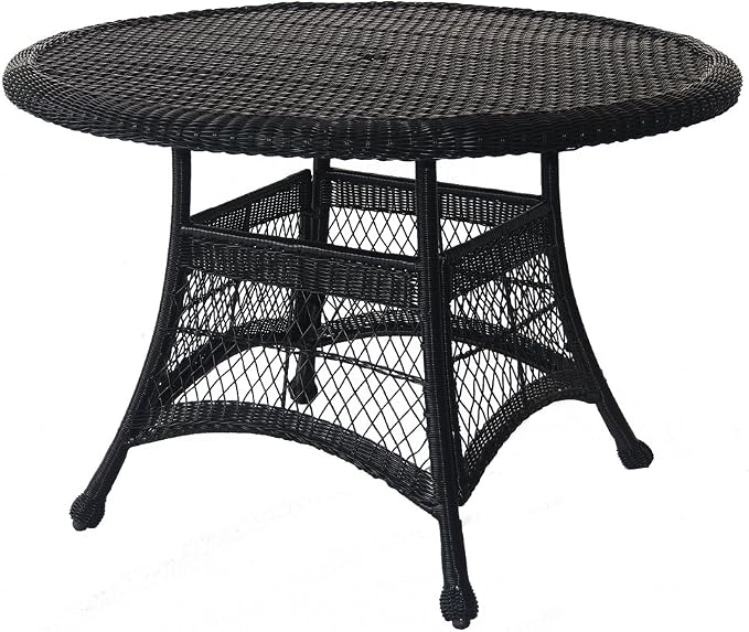 Jeco Wicker Round Dining Table, 44", Espresso