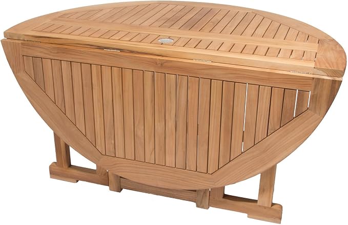 Royal Teak Collection DLT6 Round Drop Leaf Teak Table, 72-Inch
