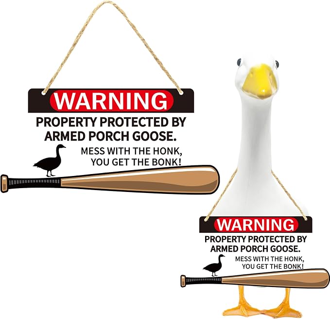 Porch Goose Sign Mess With The Honk You Get The Bonk Goose Armed Sign For Home Kitchen Restaurant Coffee Bar Wall Decor Art Bar Background Wall Decoration Yard Porch Lawn