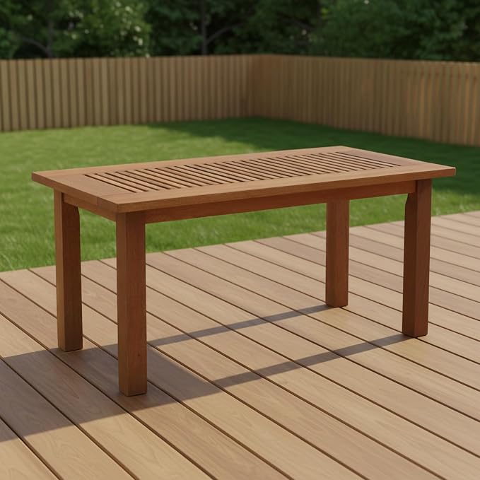 Furinno TIOMAN Patio Table, Outdoor Side Table, Coffee Table in Teak Oil, for Patio, Garden, Porch, for Patio, Garden, Porch, Light Wood