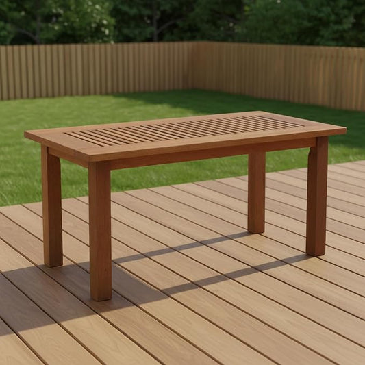 Furinno TIOMAN Patio Table, Outdoor Side Table, Coffee Table in Teak Oil, for Patio, Garden, Porch, for Patio, Garden, Porch, Light Wood