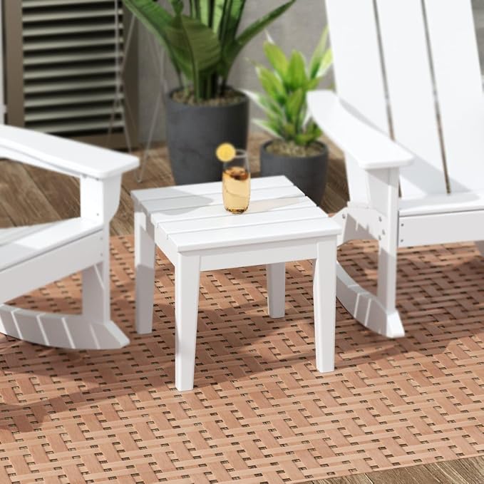 WestinTrends Ashore Outdoor Patio Modern Adirondack Side Table, White