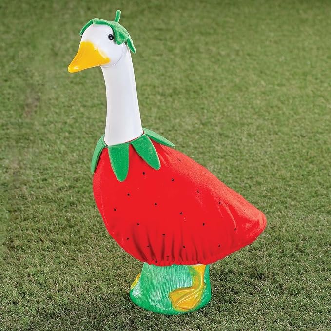 Gaggleville Strawberry Goose Outfit, Fits Large 23" H Statue, by Fox | Valley Traders