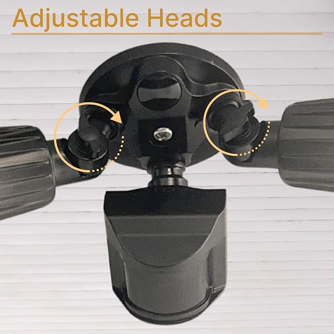 LED Black Motion Sensor 2-Light Bullet Flood Light- 3000K Adjustable Dual Head Outdoor Security Light, Dusk to Dawn, Waterproof, Hardwired Spotlight for Yard, Patio, Garage, Landscape