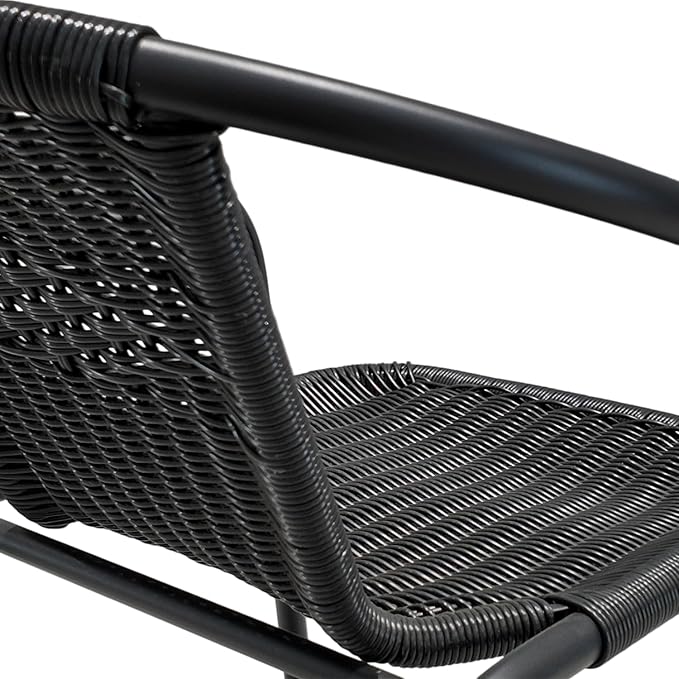 8 Piece Patio Chairs Set, Stackable Outdoor Rattan Chairs, Weatherproof Wicker Patio Seating for Balcony, Porch, Lawn, Small Patio Furniture Set for Backyard, Garden, Poolside, Black