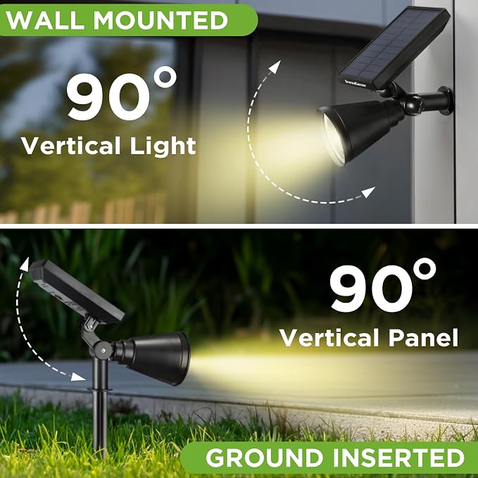InnoGear 4 Solar Lights Outdoor Spot Garden Yard Landscape Flag, Warm White | Waterproof, Auto On/Off, Adjustable Brightness, 2 Installations, Flag Pole, Tree, Uplights, Solar Powered Spotlight, Pathway