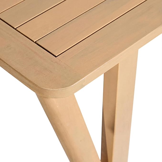Christopher Knight Home Cove 3 Piece Acacia Wood Dining Table Set for 4-6, Outdoor Dining Set with Patio Table & Dual Benches, Patio Furniture Set with Slatted Design & V-Shaped Legs, Light Teak