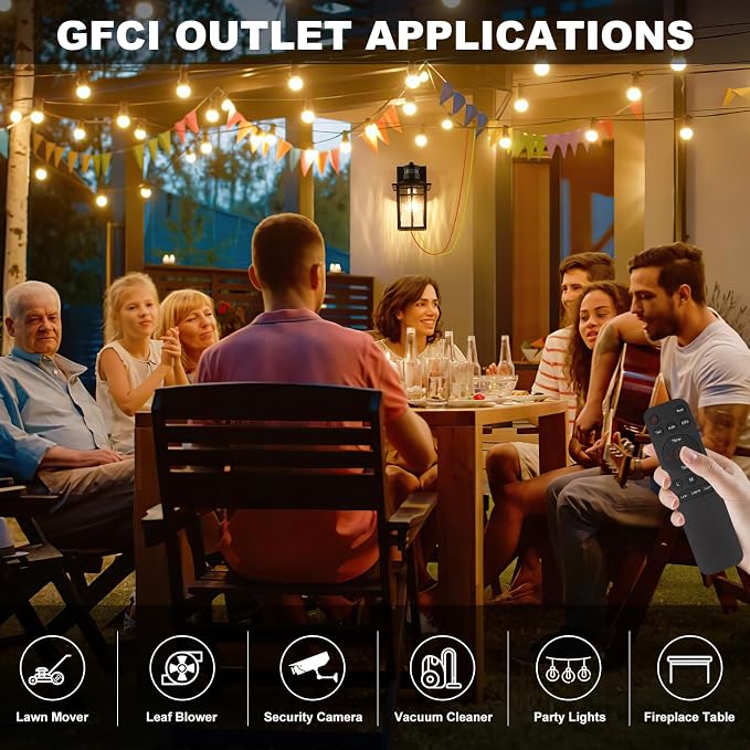 Porch Light with GFCI Outlet with Remote,Dusk to Dawn Motion Sensor Outdoor Light,Upgraded 4 Lighting Modes Black Front Door Light,Waterproof Outside Lights for House Patio Garage Entryway, 1 Pack