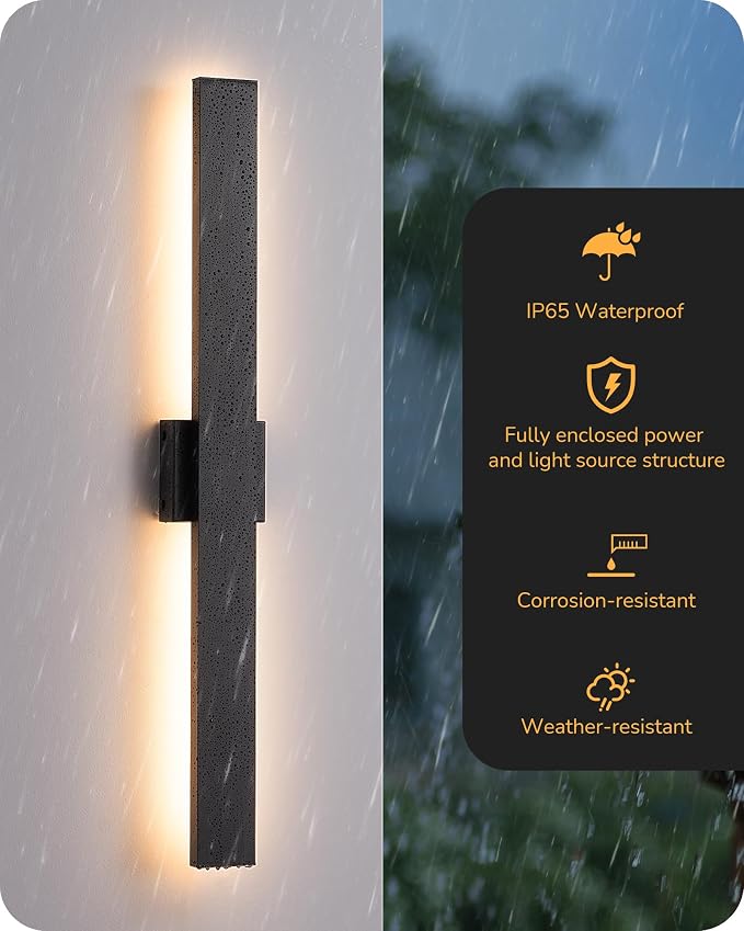 EDISHINE 31.5" LED Outdoor Wall Lights, 3CCT & 10%-100% Dimmable, IP65 Waterproof, Modern Exterior Lighting Fixtures, Long Exterior Wall Lights for Garage, Front Door, 2 Pack, Black