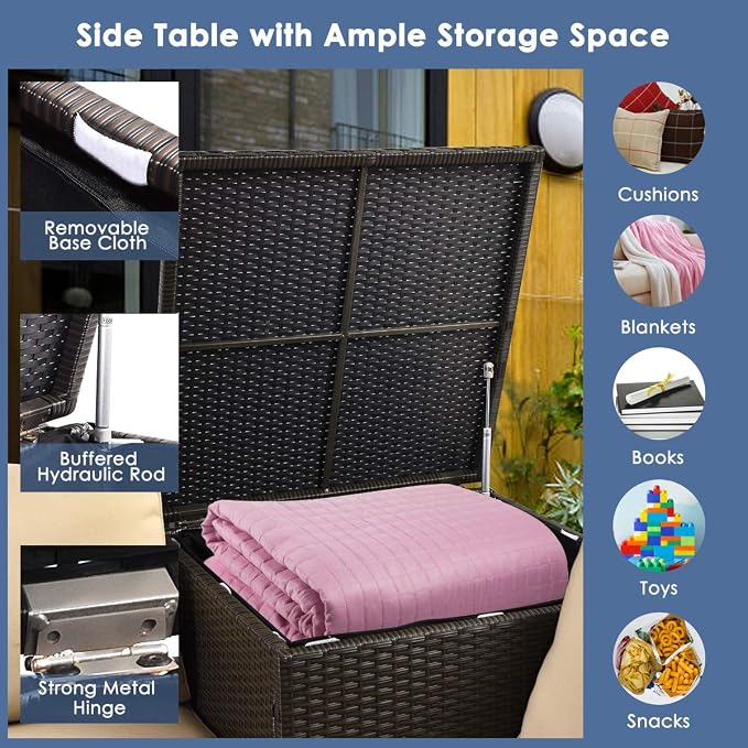 DORTALA 8 Pieces Outdoor Patio Furniture Set, Weather Resistant PE Rattan Conversation Set with 2 Loveseats, Outdoor Sectional Sofa Set with Comfy Cushions for Garden and Poolside, Navy