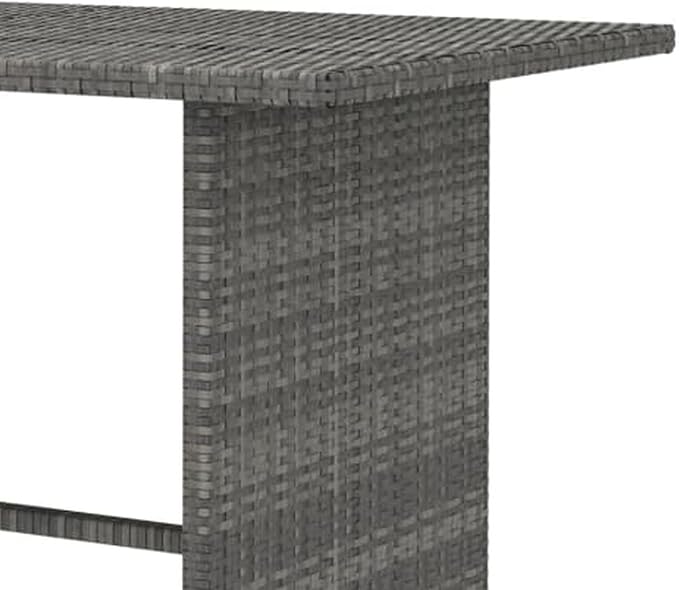 Benjara Outdoor Dining Table, 43 Inch Rectangular Top, Dark Gray Poly Rattan